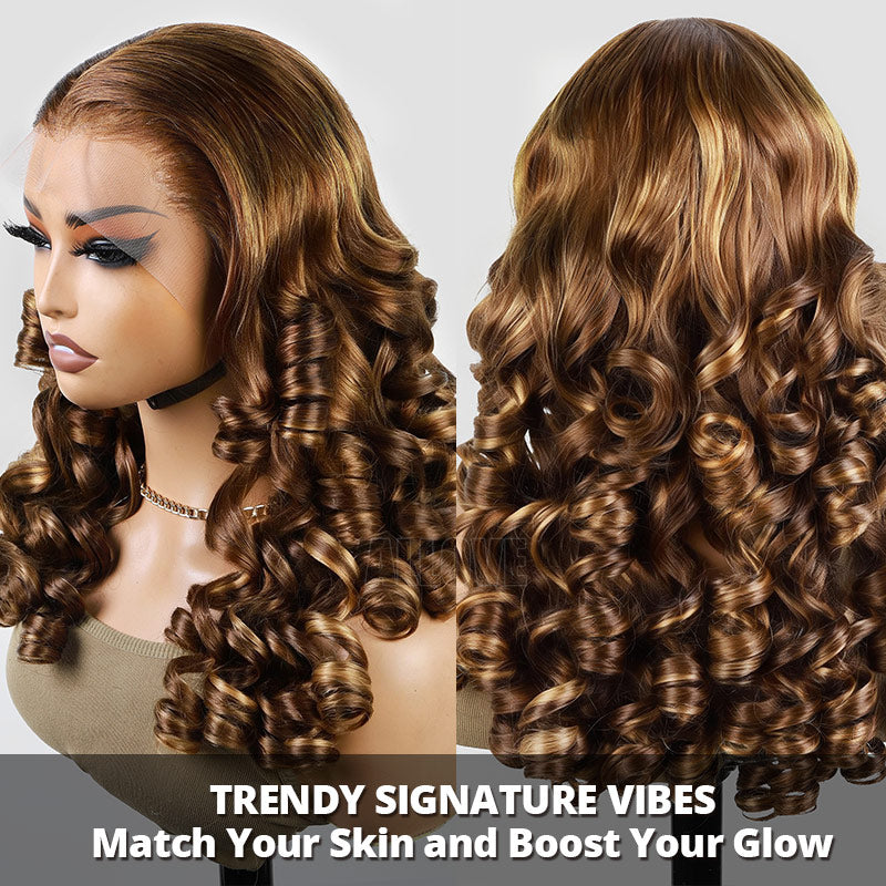 Glueless Deep Wave Lace Front Wig with Bleached Knots