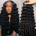 Glueless Deep Wave Lace Front Wig with Bleached Knots