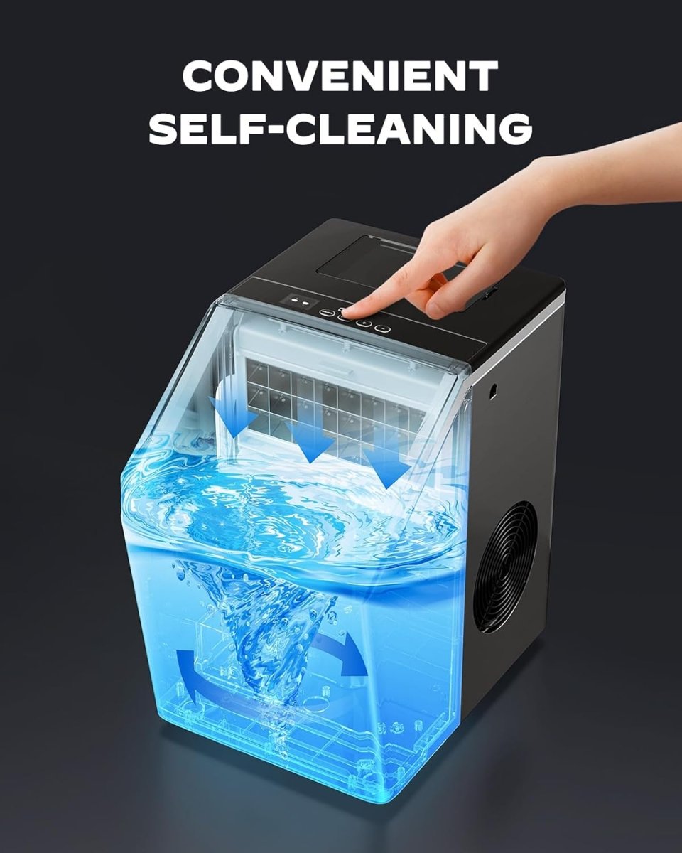ilonn Portable Ice Maker: 44lbs/Day, Self - Cleaning, 2 Water Options, Stainless Steel - Sixin1
