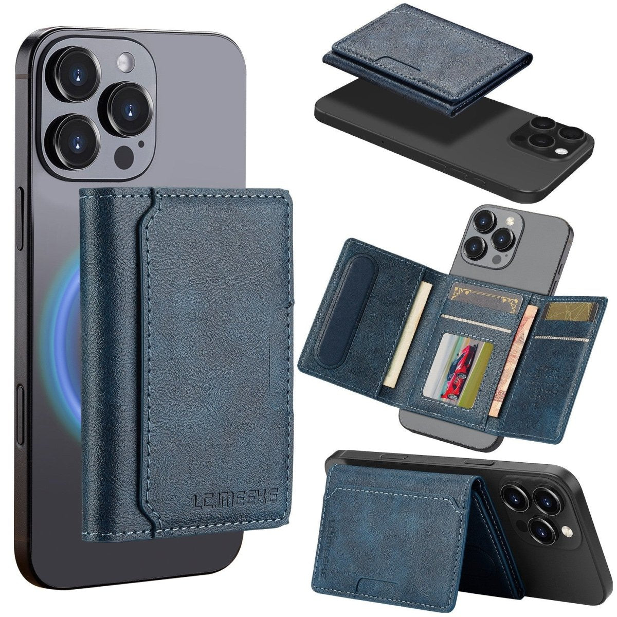 Magnetic Phone Case with Card Holder: RFID Anti - Skimming Protection - Sixin1