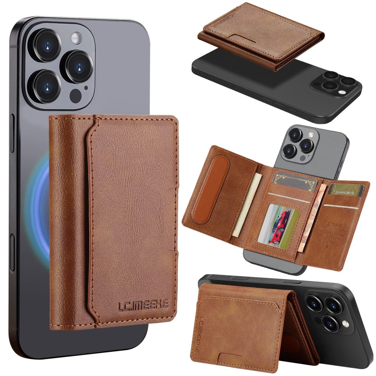 Magnetic Phone Case with Card Holder: RFID Anti - Skimming Protection - Sixin1