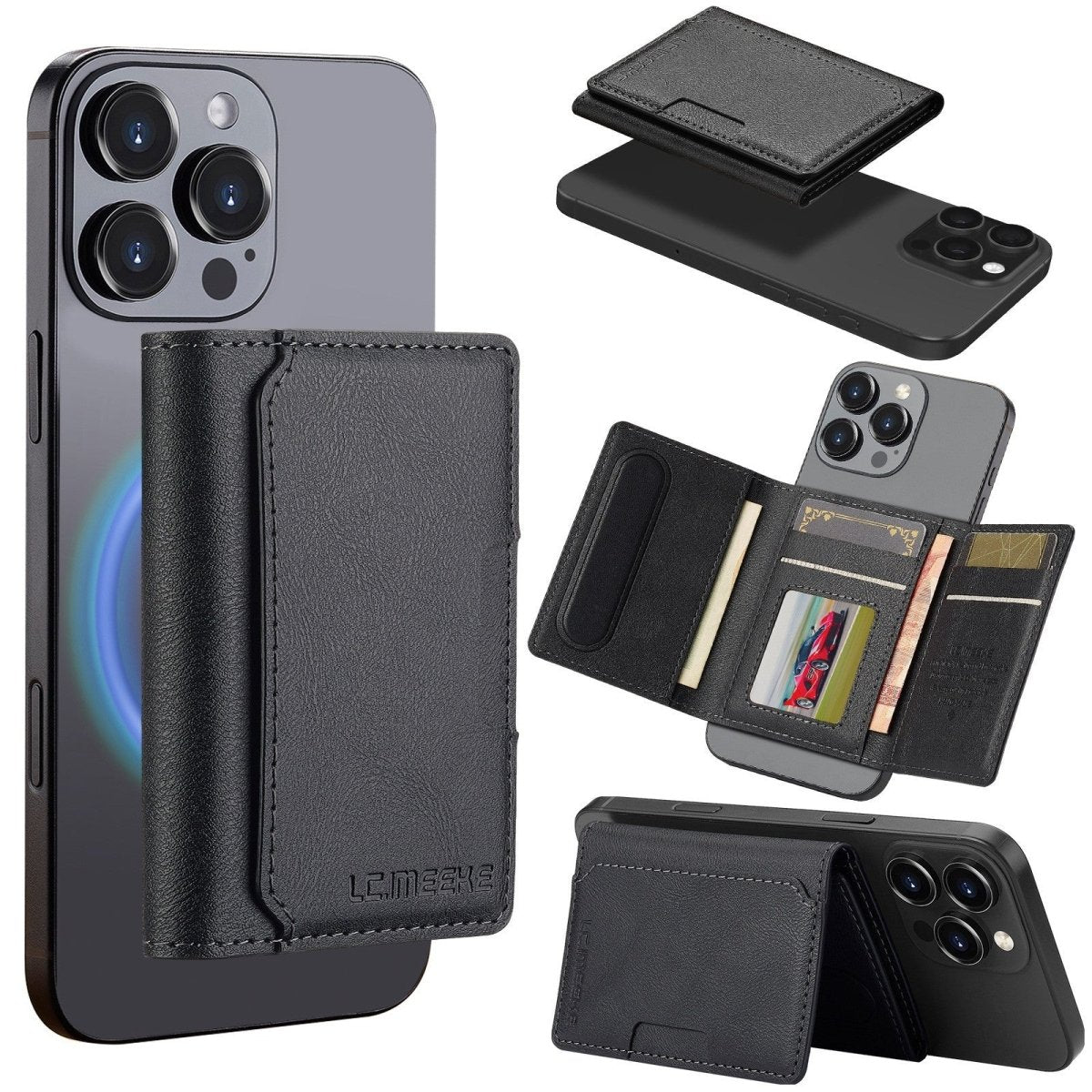 Magnetic Phone Case with Card Holder: RFID Anti - Skimming Protection - Sixin1