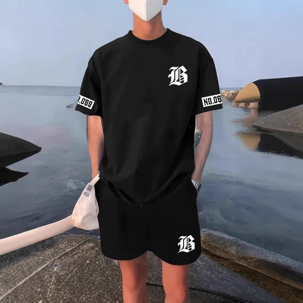 Men’s Athletic Short Set: Casual Short Sleeve Shirt & Shorts Outfit - Sixin1