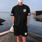 Men’s Athletic Short Set: Casual Short Sleeve Shirt & Shorts Outfit - Sixin1
