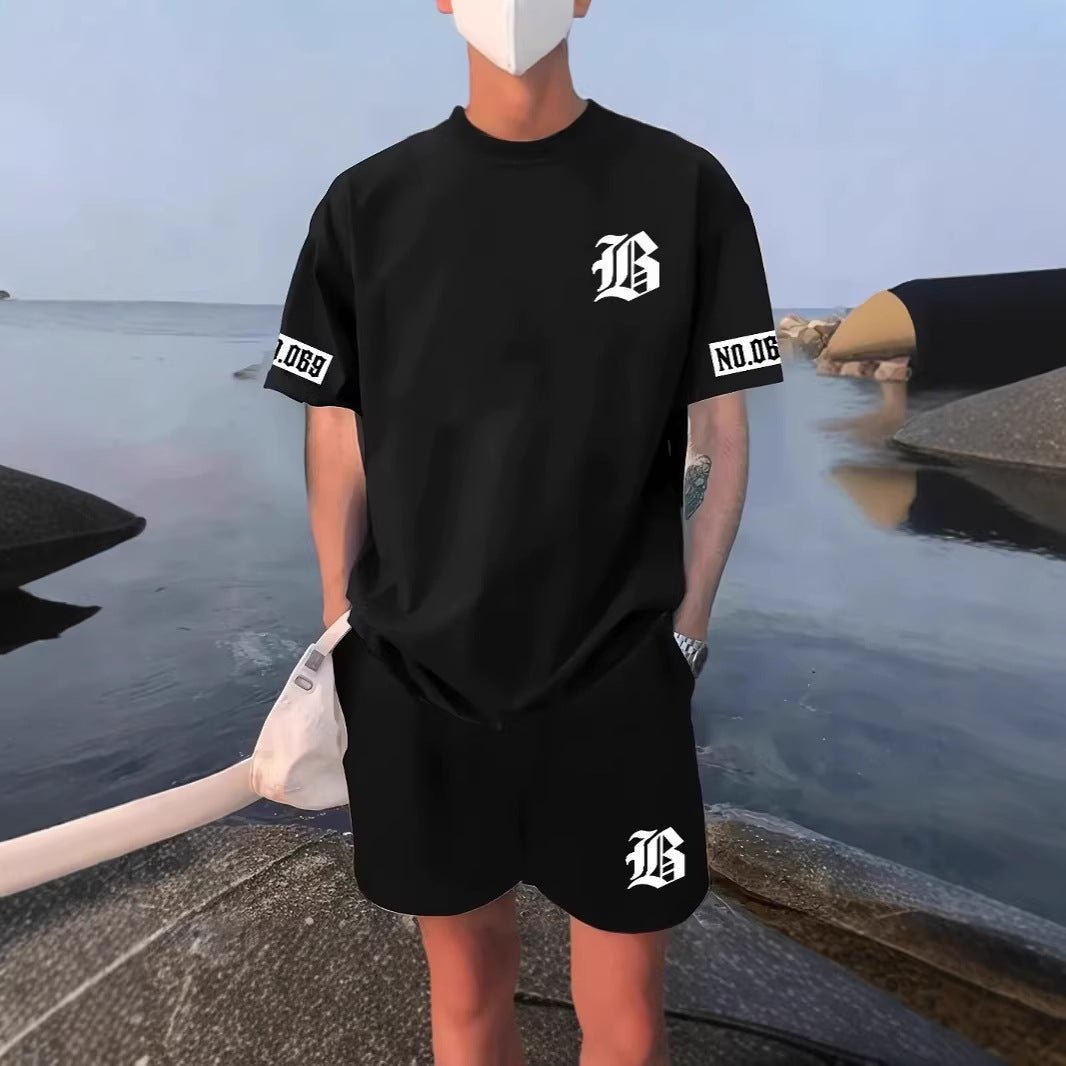 Men’s Athletic Short Set: Casual Short Sleeve Shirt & Shorts Outfit - Sixin1