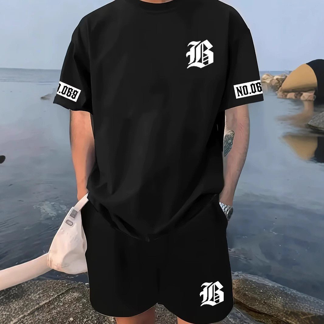 Men’s Athletic Short Set: Casual Short Sleeve Shirt & Shorts Outfit - Sixin1