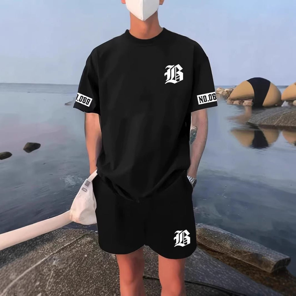 Men’s Athletic Short Set: Casual Short Sleeve Shirt & Shorts Outfit - Sixin1