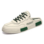 Men’s Colorblock Leather Sneakers: Casual Fashion Student White Shoes - Sixin1