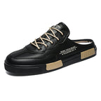 Men’s Colorblock Leather Sneakers: Casual Fashion Student White Shoes - Sixin1