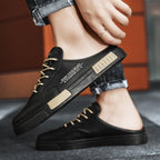 Men’s Colorblock Leather Sneakers: Casual Fashion Student White Shoes - Sixin1