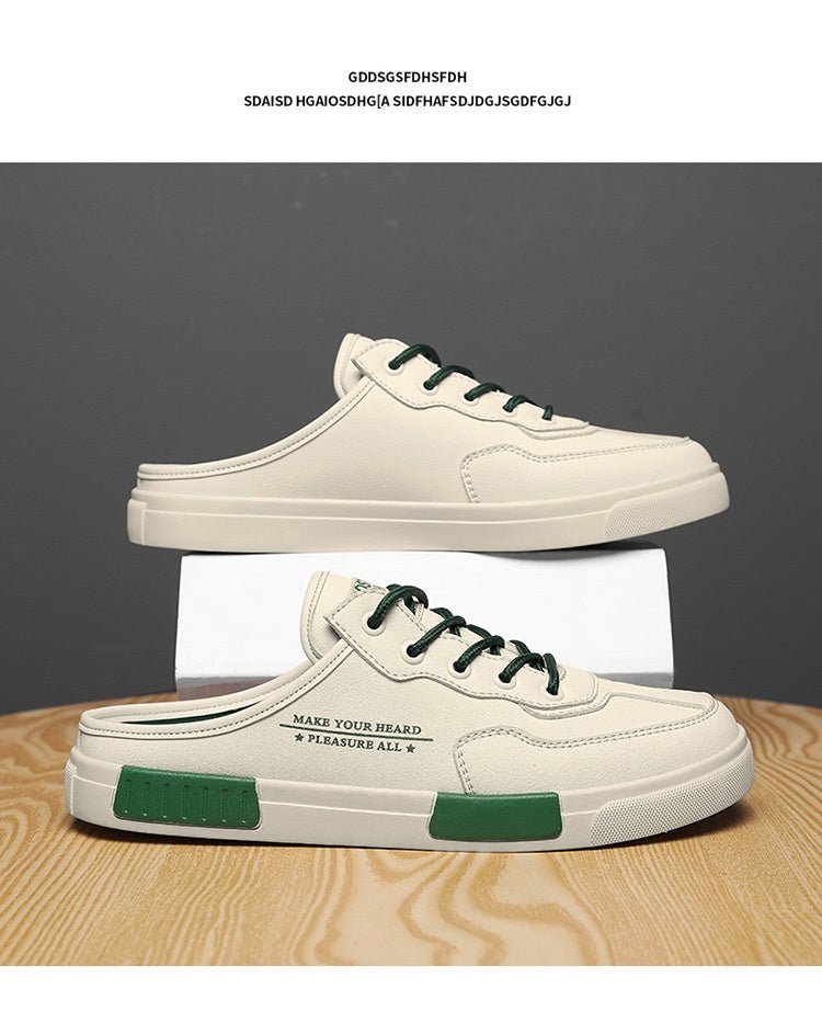 Men’s Colorblock Leather Sneakers: Casual Fashion Student White Shoes - Sixin1