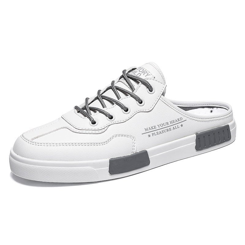 Men’s Colorblock Leather Sneakers: Casual Fashion Student White Shoes - Sixin1