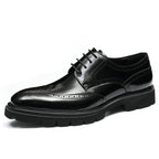 Men’s Cowhide Brogue Leather Shoes: British Style & Polished Finish - Sixin1