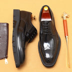 Men’s Cowhide Brogue Leather Shoes: British Style & Polished Finish - Sixin1