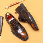 Men’s Cowhide Brogue Leather Shoes: British Style & Polished Finish - Sixin1