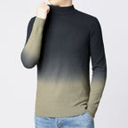 Men’s Gradient Slim-Fit Sweater: Thick Warm Pullover Knit Top - Sixin1