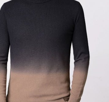 Men’s Gradient Slim-Fit Sweater: Thick Warm Pullover Knit Top - Sixin1