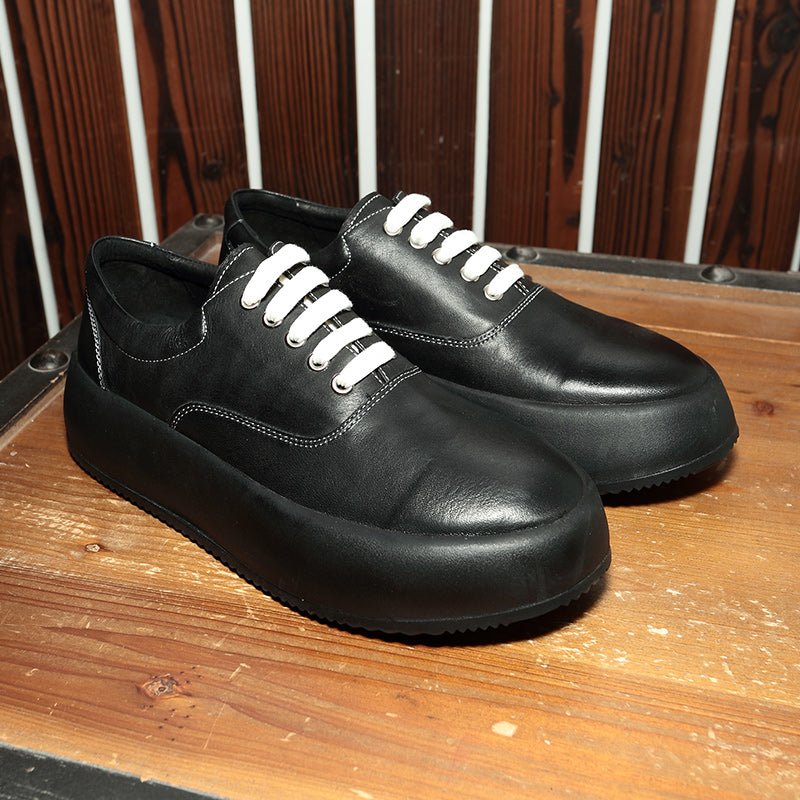 Men’s Korean Style Thick Sole Leather Shoes: Height Boost Casual - Sixin1