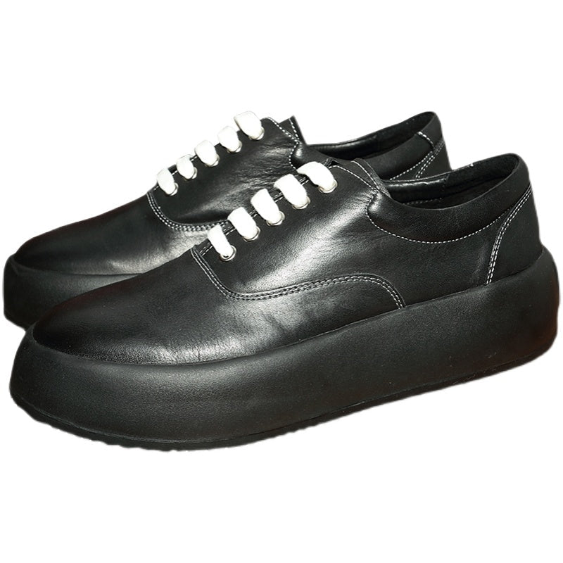 Men’s Korean Style Thick Sole Leather Shoes: Height Boost Casual - Sixin1
