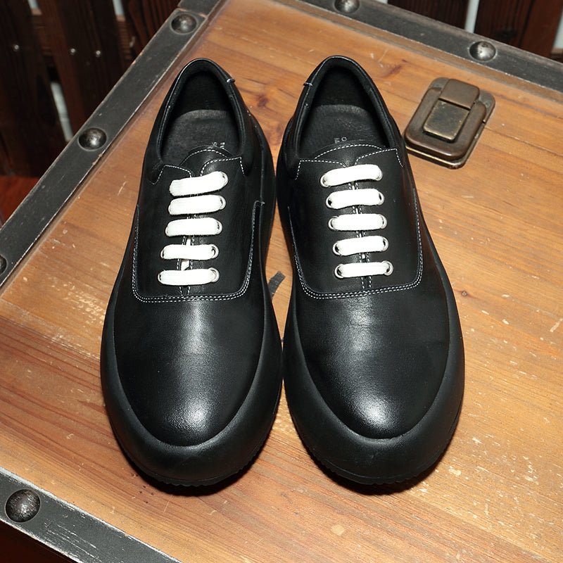 Men’s Korean Style Thick Sole Leather Shoes: Height Boost Casual - Sixin1