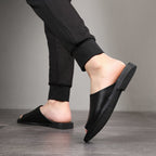 Men’s Leather Summer Sandals: Casual Slip - On Comfort Slippers - Sixin1