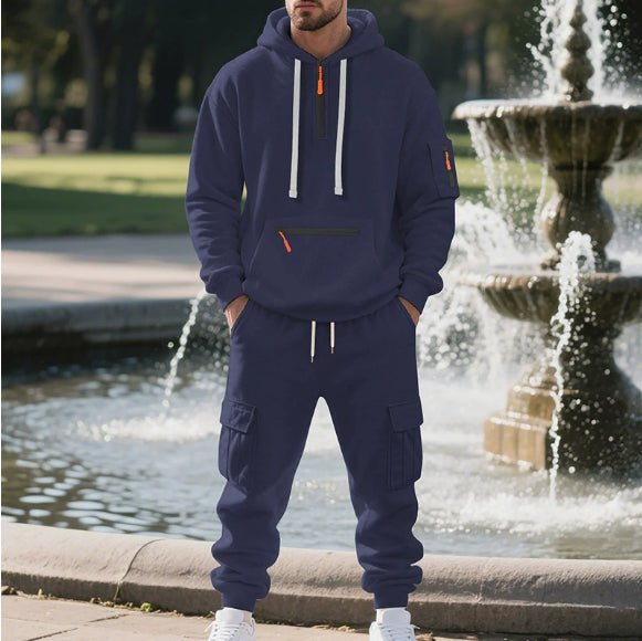 Men’s Loose-Fit Workwear Set: Casual Multi-Pocket Utility Sports Outfit - Sixin1