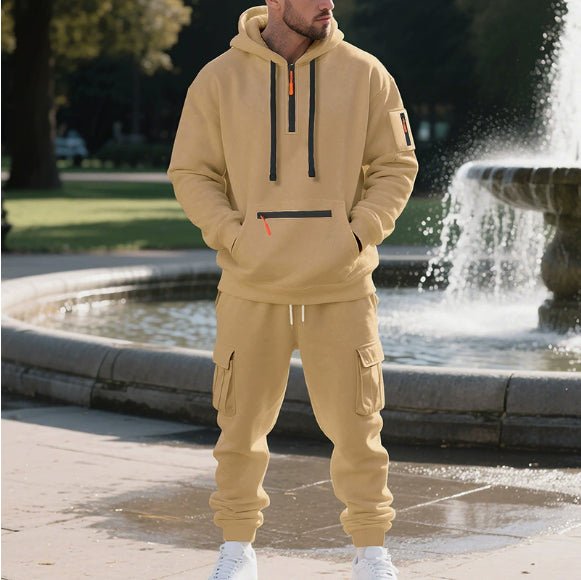 Men’s Loose-Fit Workwear Set: Casual Multi-Pocket Utility Sports Outfit - Sixin1