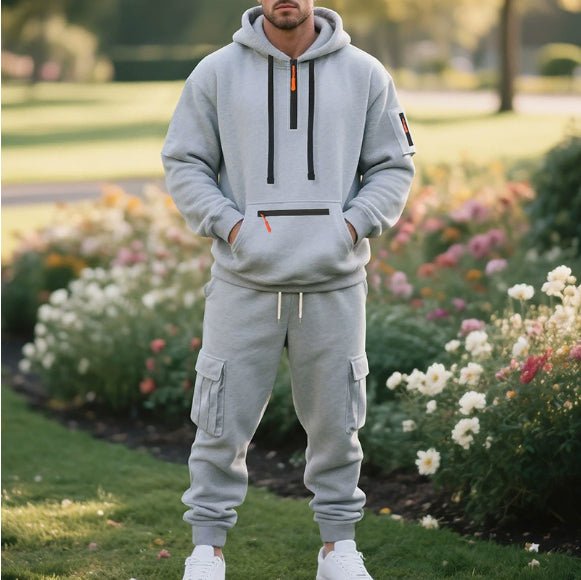 Men’s Loose-Fit Workwear Set: Casual Multi-Pocket Utility Sports Outfit - Sixin1