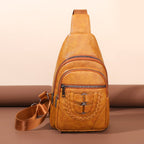 Men’s PU Leather Chest Bag: Soft Textured Crossbody Shoulder Pack - Sixin1