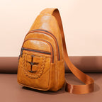 Men’s PU Leather Chest Bag: Soft Textured Crossbody Shoulder Pack - Sixin1