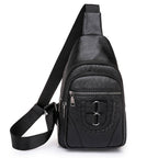 Men’s PU Leather Chest Bag: Soft Textured Crossbody Shoulder Pack - Sixin1