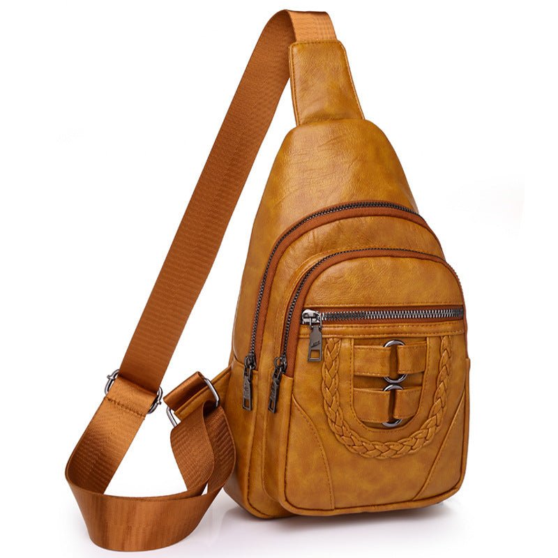 Men’s PU Leather Chest Bag: Soft Textured Crossbody Shoulder Pack - Sixin1