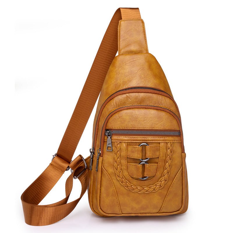 Men’s PU Leather Chest Bag: Soft Textured Crossbody Shoulder Pack - Sixin1