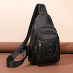 Men’s PU Leather Chest Bag: Soft Textured Crossbody Shoulder Pack - Sixin1