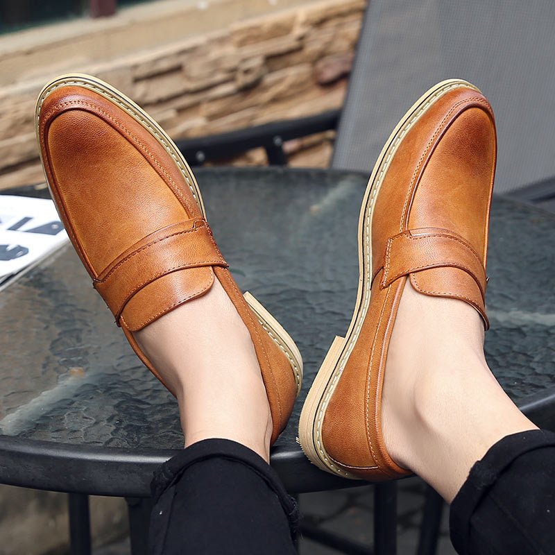 Men’s Slip - On Leather Dress Shoes: Classic Business Comfort - Sixin1
