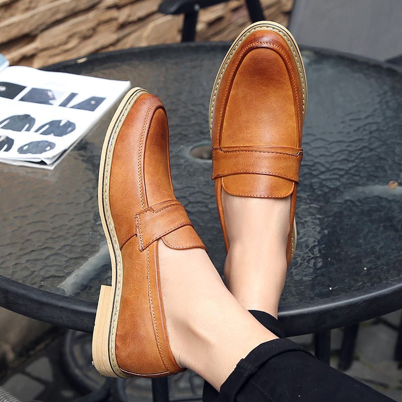 Men’s Slip - On Leather Dress Shoes: Classic Business Comfort - Sixin1