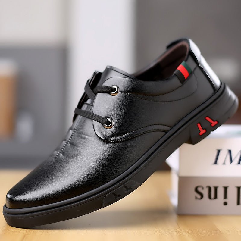 Men’s Soft Leather Casual Shoes: Round Toe Comfort Fit - Sixin1