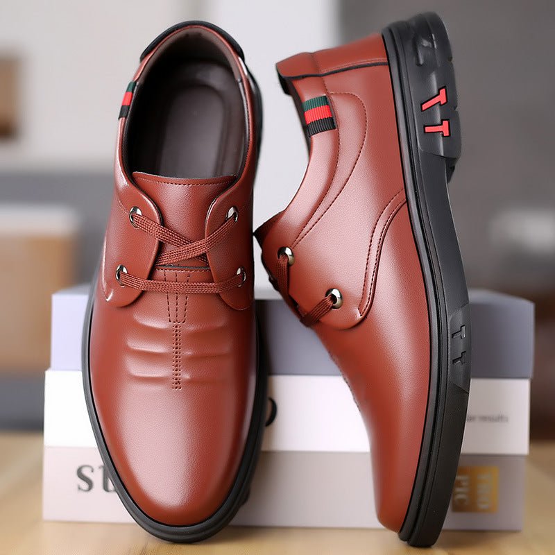 Men’s Soft Leather Casual Shoes: Round Toe Comfort Fit - Sixin1