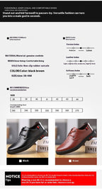 Men’s Soft Leather Casual Shoes: Round Toe Comfort Fit - Sixin1