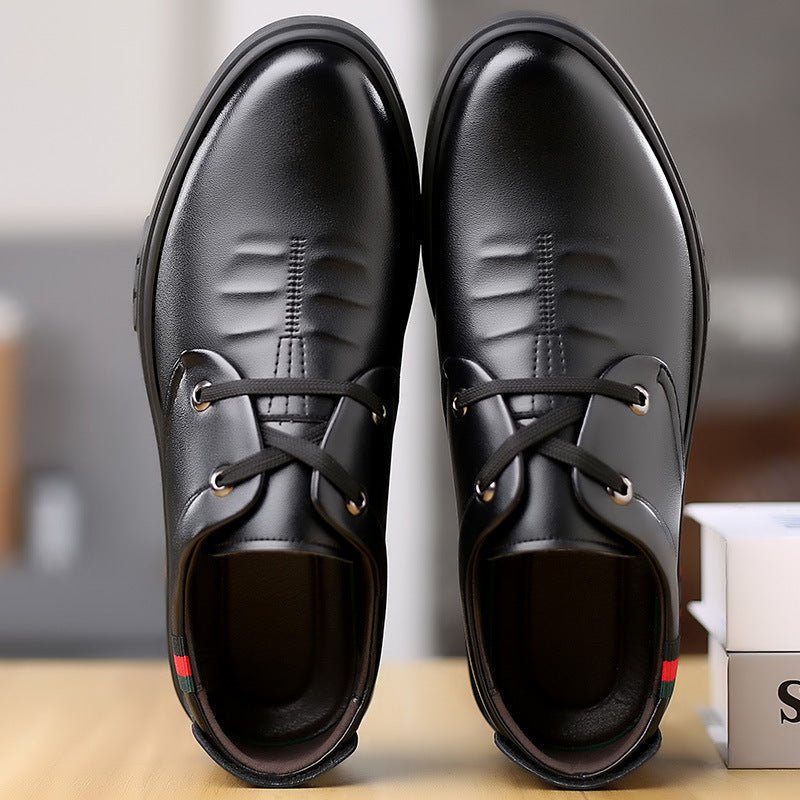 Men’s Soft Leather Casual Shoes: Round Toe Comfort Fit - Sixin1