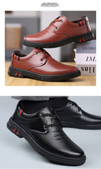 Men’s Soft Leather Casual Shoes: Round Toe Comfort Fit - Sixin1