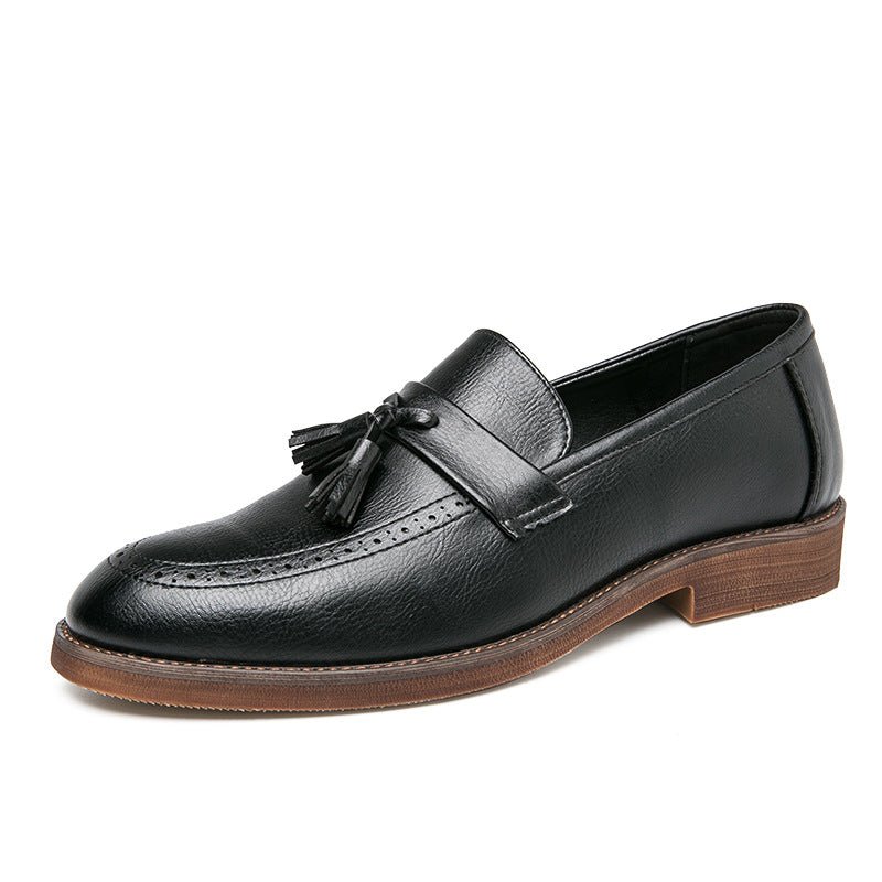 Men’s Tassel Leather Loafers: British Style Cowhide Casual Shoes - Sixin1