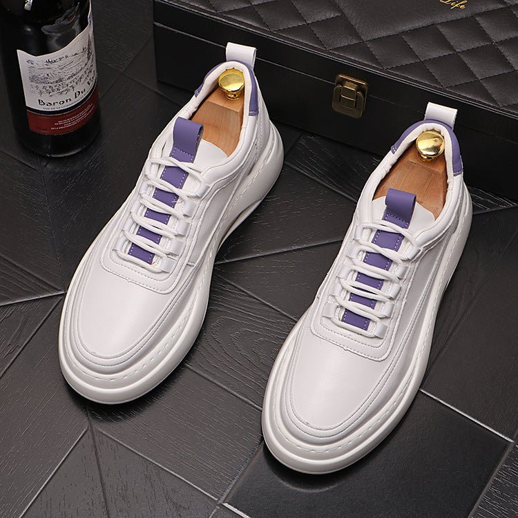 Men’s Thick Sole Casual Sneakers: Modern Street Style White Trainers - Sixin1