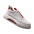 Men’s Thick Sole Casual Sneakers: Modern Street Style White Trainers - Sixin1