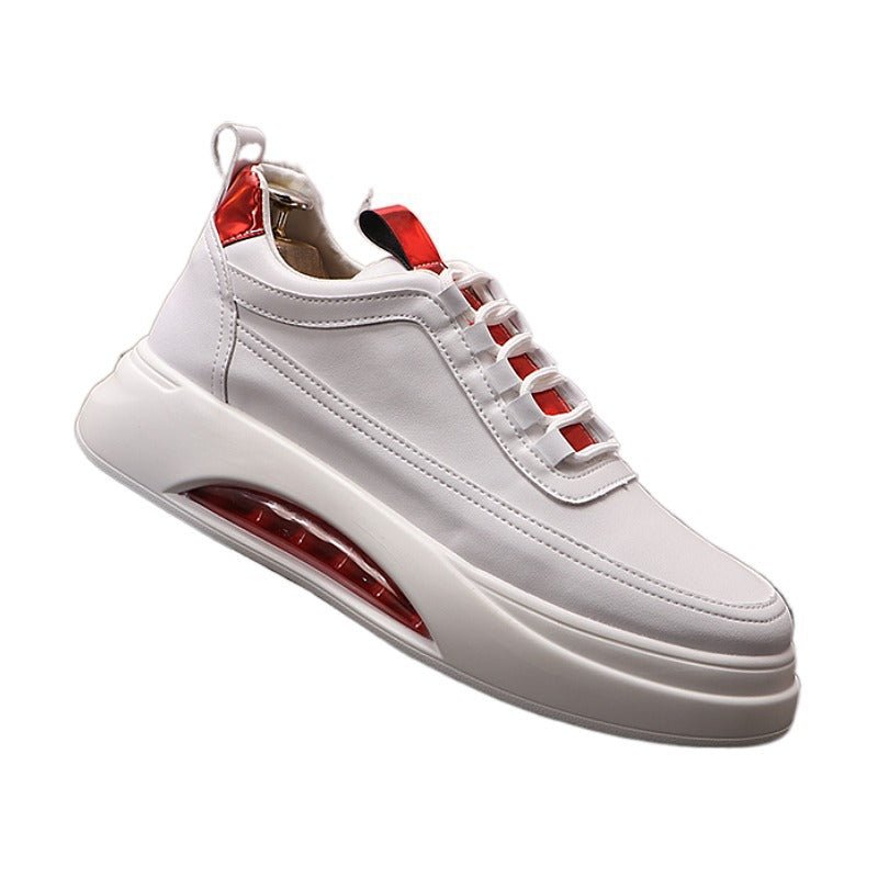 Men’s Thick Sole Casual Sneakers: Modern Street Style White Trainers - Sixin1