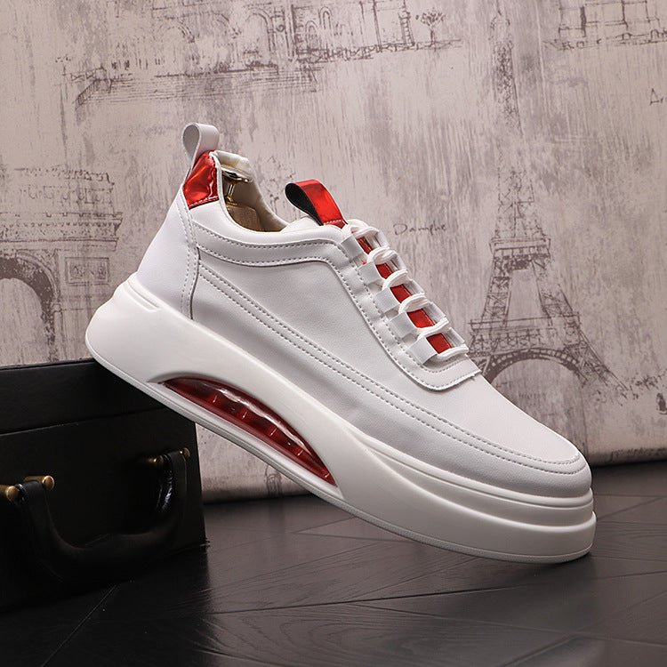 Men’s Thick Sole Casual Sneakers: Modern Street Style White Trainers - Sixin1