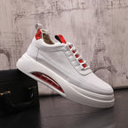 Men’s Thick Sole Casual Sneakers: Modern Street Style White Trainers - Sixin1