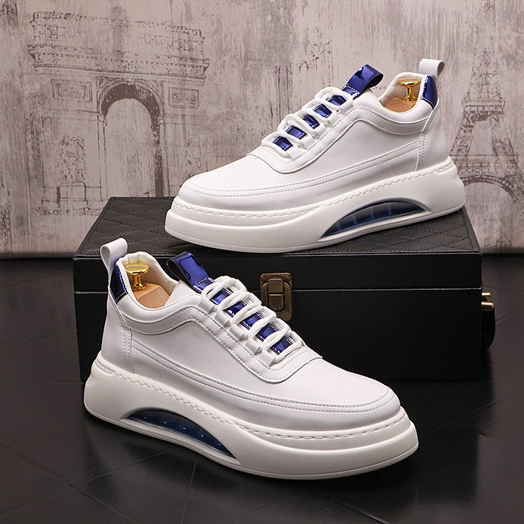Men’s Thick Sole Casual Sneakers: Modern Street Style White Trainers - Sixin1