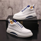 Men’s Thick Sole Casual Sneakers: Modern Street Style White Trainers - Sixin1
