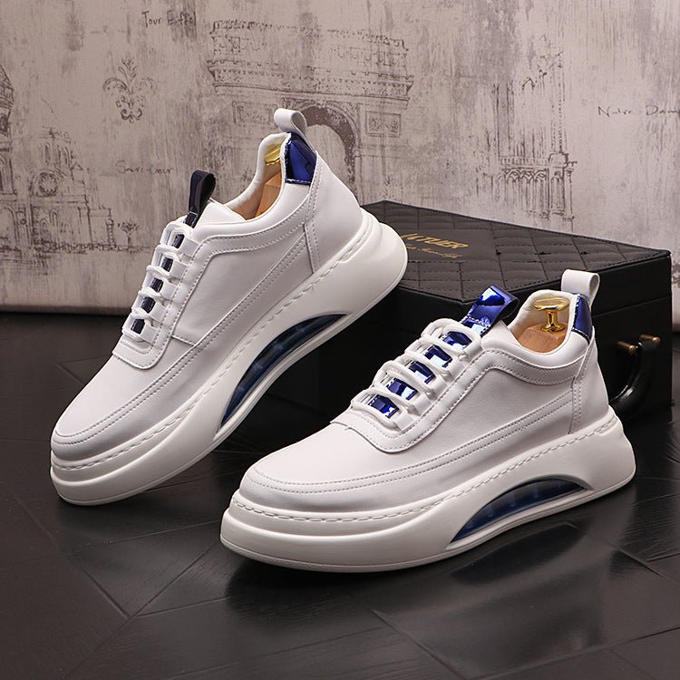 Men’s Thick Sole Casual Sneakers: Modern Street Style White Trainers - Sixin1